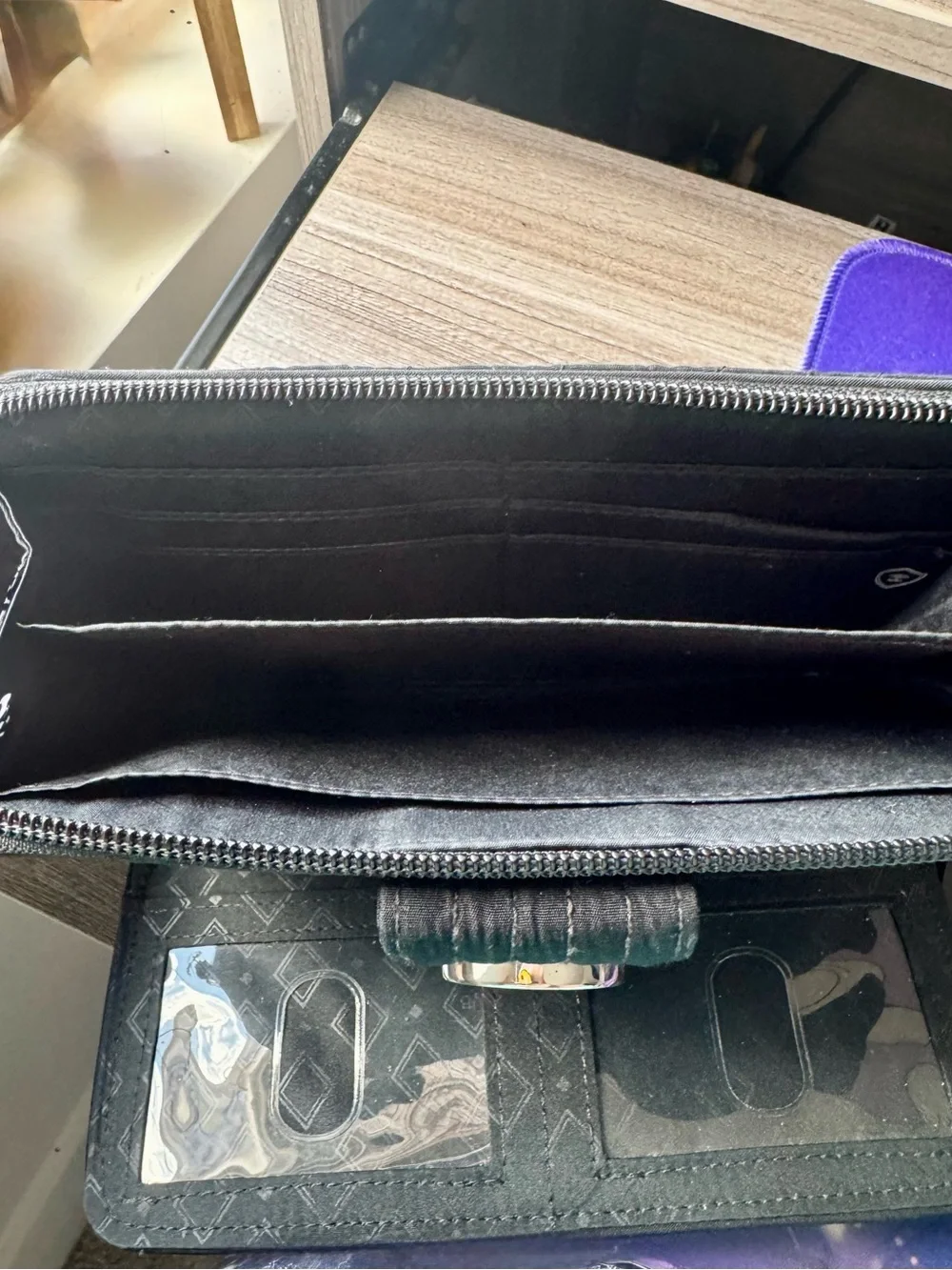 Vera Bradley Black Quilted Crossbody and Matching Wallet.